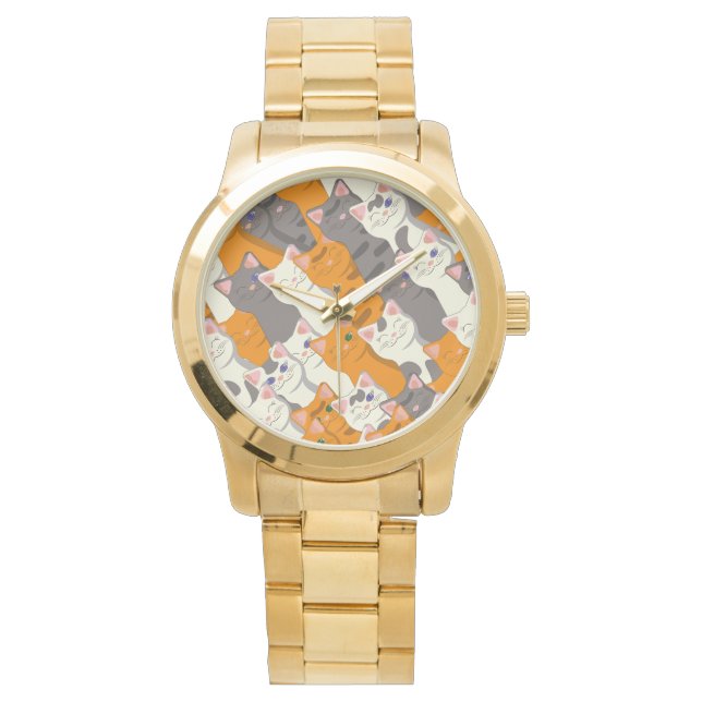 Ginger white black cat diagonal pattern watch (Front)