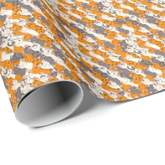 Ginger white black cat diagonal pattern wrapping paper (Roll Corner)