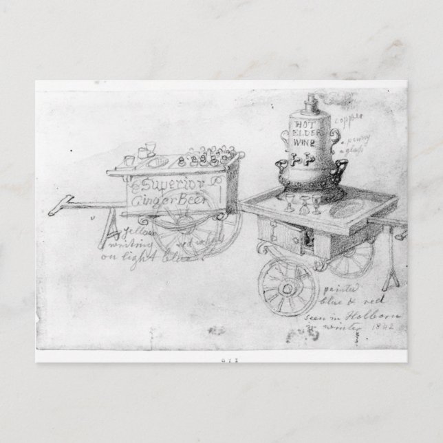 Gingerbeer and Hot Elder Wine stalls in Postcard (Front)