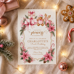 Gingerbread 1st Birthday Christmas Invite