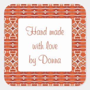 GINGERBREAD 3" Square "Hand Made" Stickers