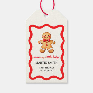 Gingerbread a little merry baby shower gift tags