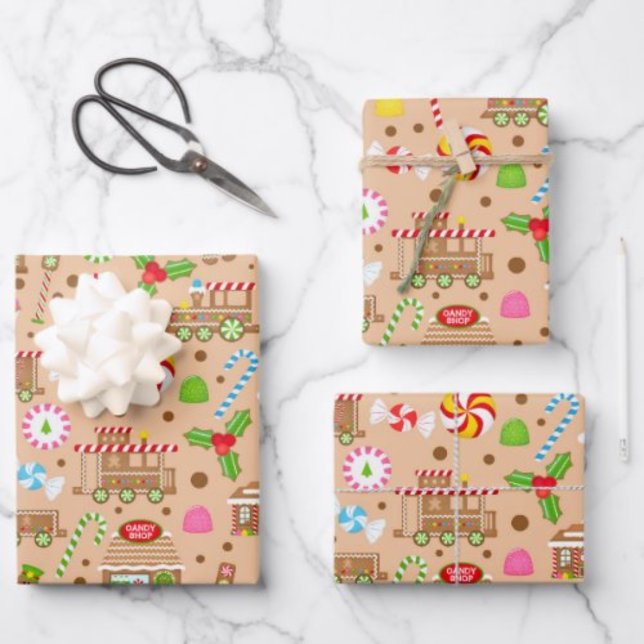 Gingerbread and Candy Cane Wrapping Paper Sheet (Creator Uploaded)