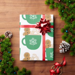 Gingerbread and hot chocolate christmas wrapping paper