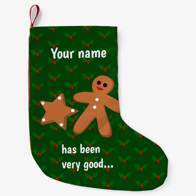 Gingerbread and lebkuchen star - personalise this small christmas stocking (Front)