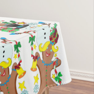 gingerbread and snowman Christmas Tablecloth