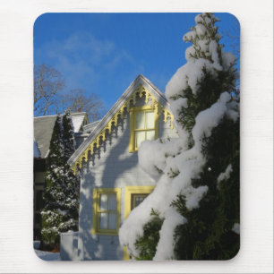 Gingerbread and Winter Snow - Martha's Vineyard Mouse Pad