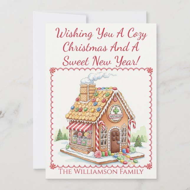 Gingerbread Apothecary Christmas Card Healthcare (Front)