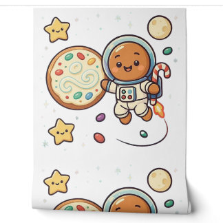 Gingerbread Astronaut Christmas Cute Space Decor Wallpaper