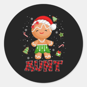 Gingerbread Aunt Buffalo Plaid Christmas Mother Ma Classic Round Sticker