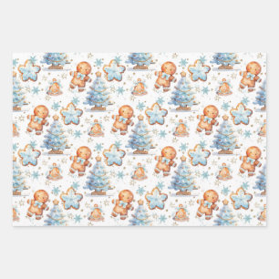 Gingerbread Baby Gingerbread Christmas Tree Wrapping Paper Sheet