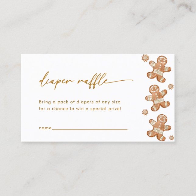 Gingerbread Baby Shower Diaper Raffle Card (Front)