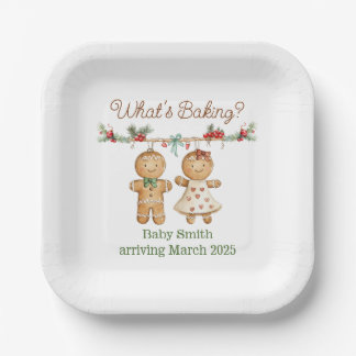 Gingerbread Baby Shower gender reveal Paper Plate