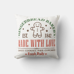 Gingerbread Bakery Christmas Sign Cushion