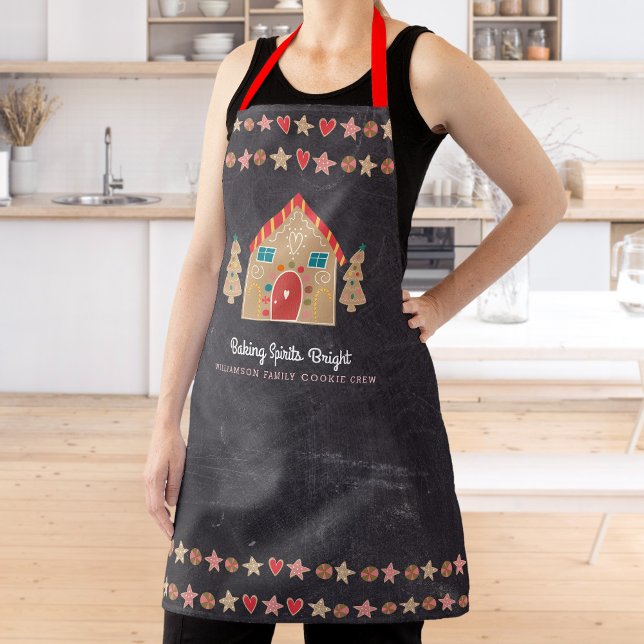 Gingerbread Baking Chalkboard Holiday Typography Apron (Creator Uploaded)