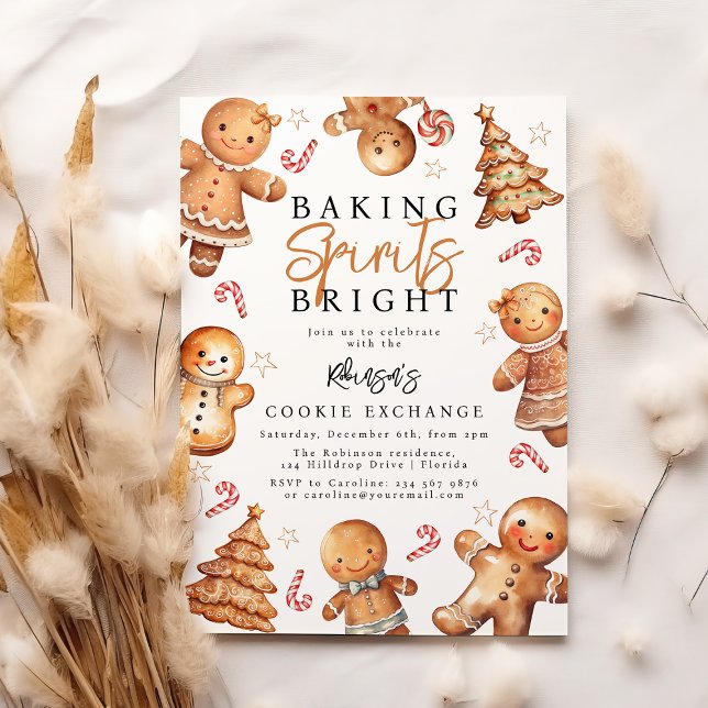 Gingerbread Baking Spirits Bright Christmas  Invitation (Creator Uploaded)