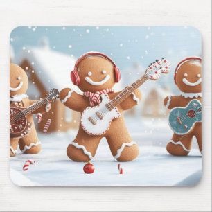 Gingerbread Band Playing in the Snow Mouse Pad