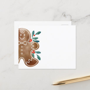 Gingerbread Berry Holiday Postcard