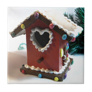 Gingerbread Birdhouse Ceramic Tile