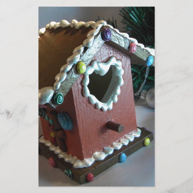 Gingerbread Birdhouse I Stationery (Front)