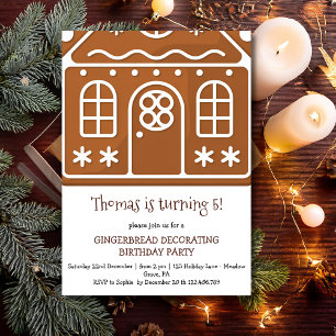 Gingerbread birthday decorating party invitation