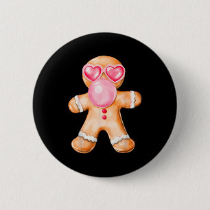 Gingerbread Blowing Bubble Gum Nk Sungles Christma 6 Cm Round Badge