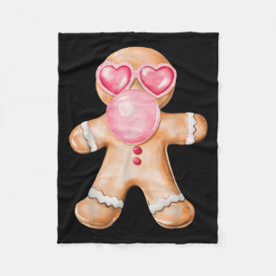 Gingerbread Blowing Bubble Gum Nk Sungles Christma Fleece Blanket
