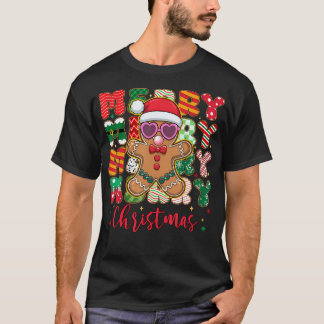 Gingerbread Blowing Bubble Gum Pink Sunglasses Chr T-Shirt
