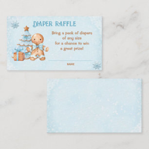 Gingerbread Blue Baby Shower Diaper Raffle Card