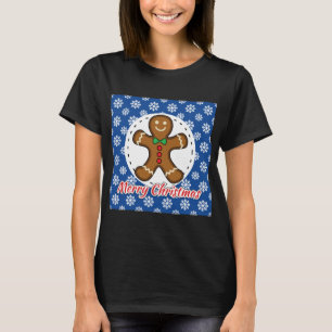 Gingerbread - Blue Snowflakes Pattern - Merry Xmas T-Shirt