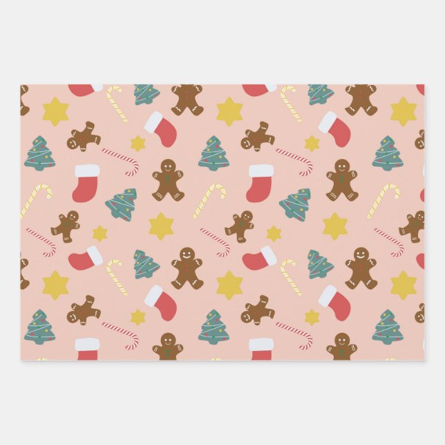 Gingerbread -Blush Wrapping Paper Sheet (Front)