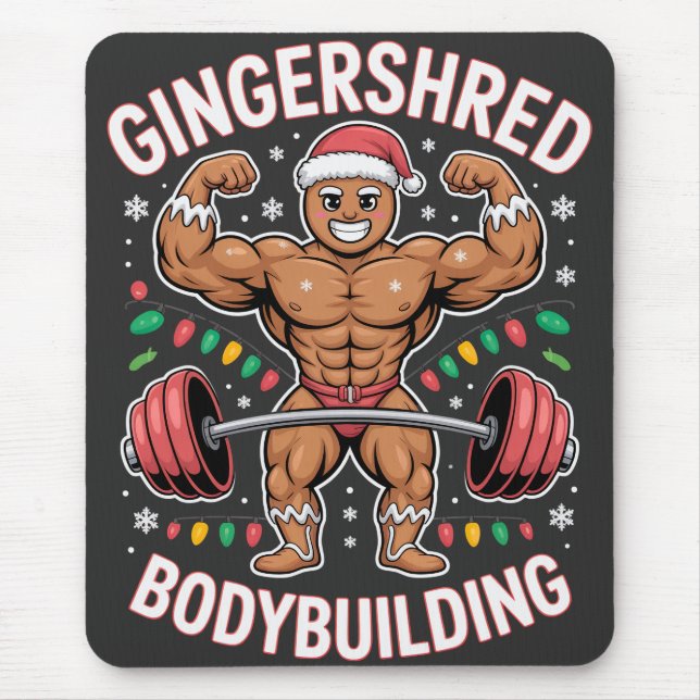 Gingerbread Bodybuilding Christmas Gym  Mouse Pad (Front)