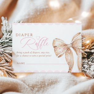 Gingerbread Bow Baby Shower Diaper Raffle Enclosure Card