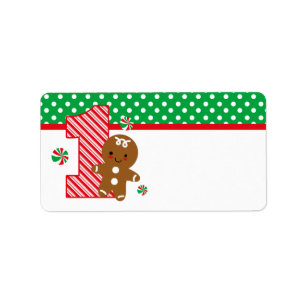 Gingerbread Boy 1st Birthday Label
