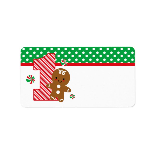 Gingerbread Boy 1st Birthday Label (Front)