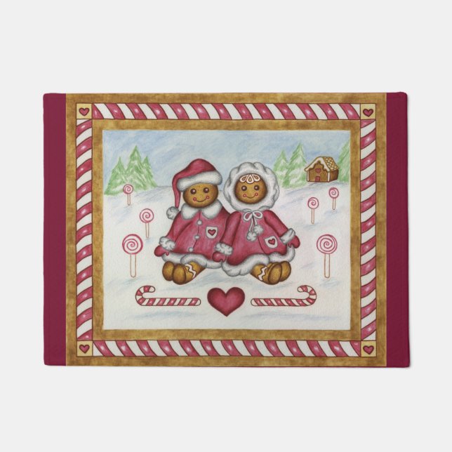 Gingerbread Boy and Girl Doormat (Front)