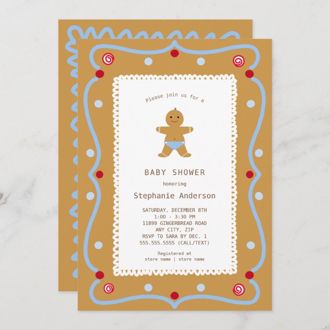 Gingerbread Boy Baby Shower Invitation (Front/Back)
