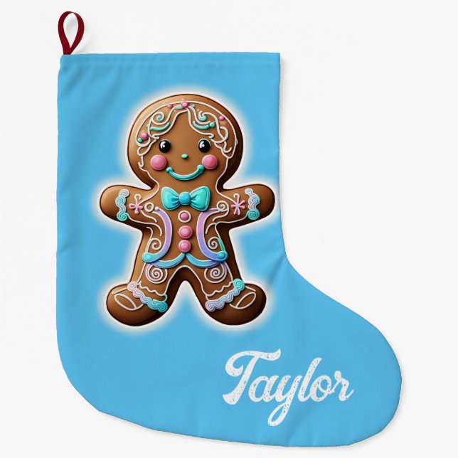 Gingerbread Boy Large Christmas Stocking (Front)