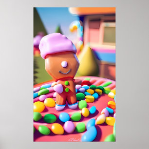 Gingerbread Boy Makes Good - Christmas Art Poster