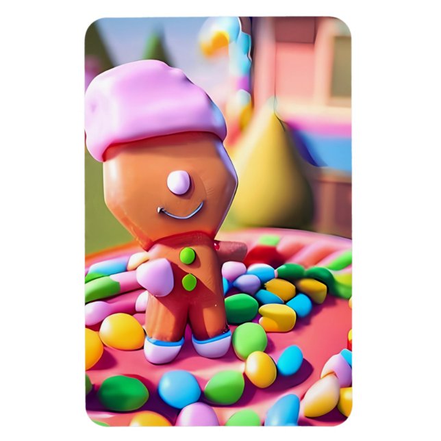 Gingerbread Boy Makes Good - Ken Gauge Art Magnet (Vertical)