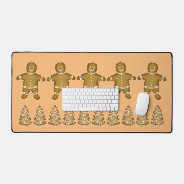 Gingerbread Boys and Trees Desk Mat (Keyboard & Mouse)