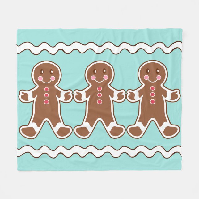 Gingerbread Boys Fleece Blanket (Front (Horizontal))