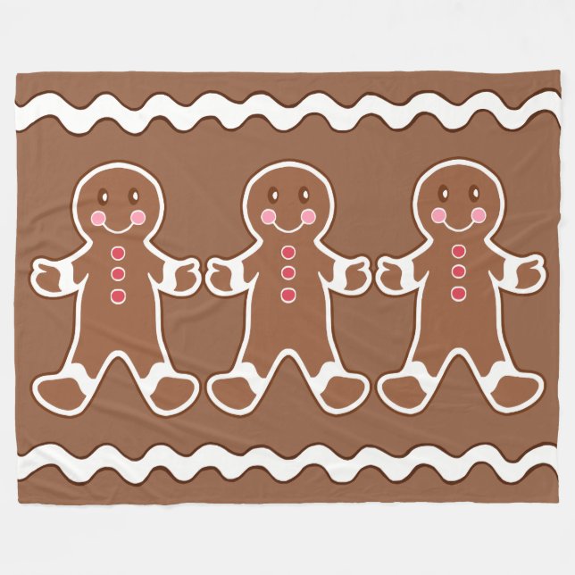 Gingerbread Boys Fleece Blanket (Front (Horizontal))