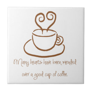Gingerbread Brown Mended Hearts Coffee Tile Trivet
