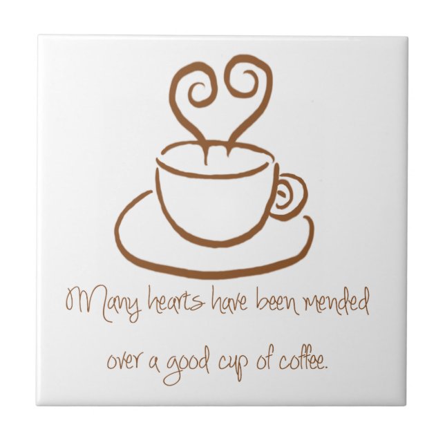 Gingerbread Brown Mended Hearts Coffee Tile Trivet (Front)