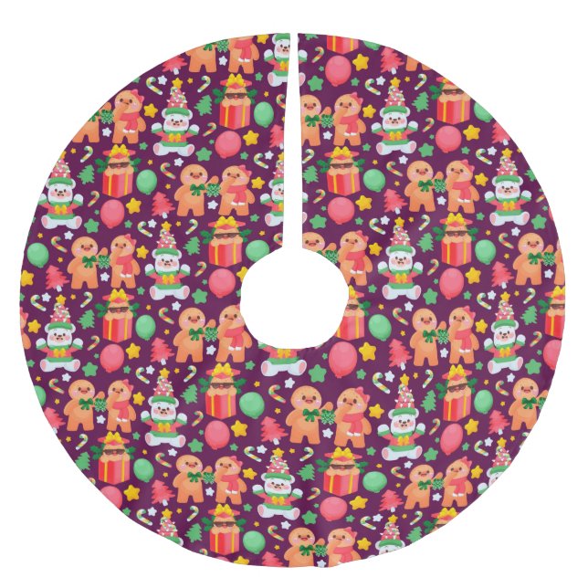 Gingerbread Brushed Polyester Tree Skirt (Front)