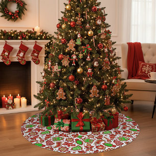 Gingerbread brushed polyester tree skirt