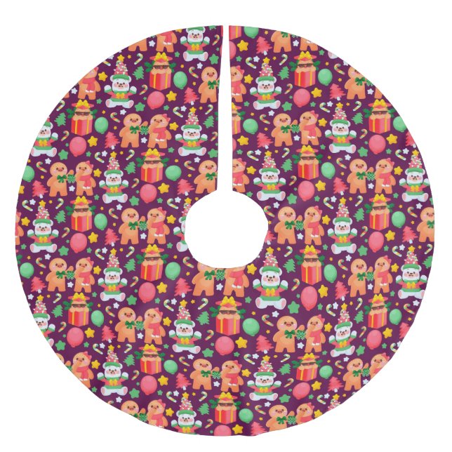 Gingerbread Brushed Polyester Tree Skirt (Front)