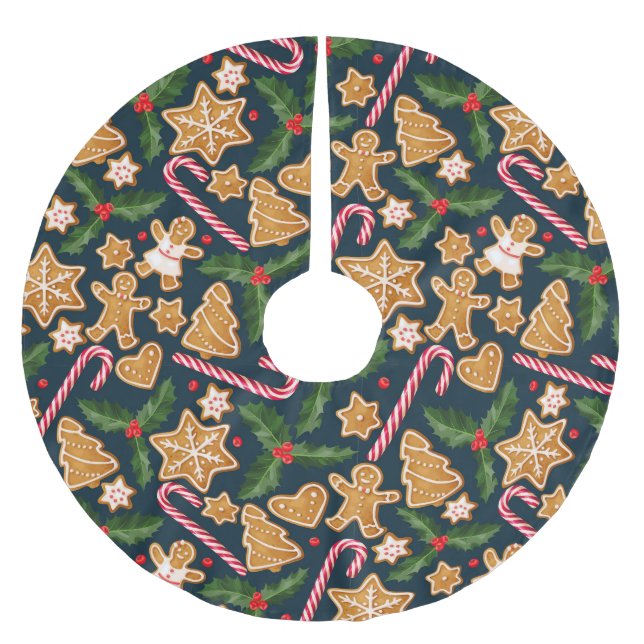 Gingerbread Brushed Polyester Tree Skirt (Front)