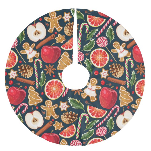 Gingerbread Brushed Polyester Tree Skirt (Front)